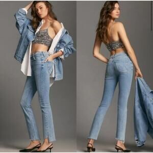 Mother Jeans The Mid Rise Dazzler Ankle Step Fray Ropin N Ridin Size 28